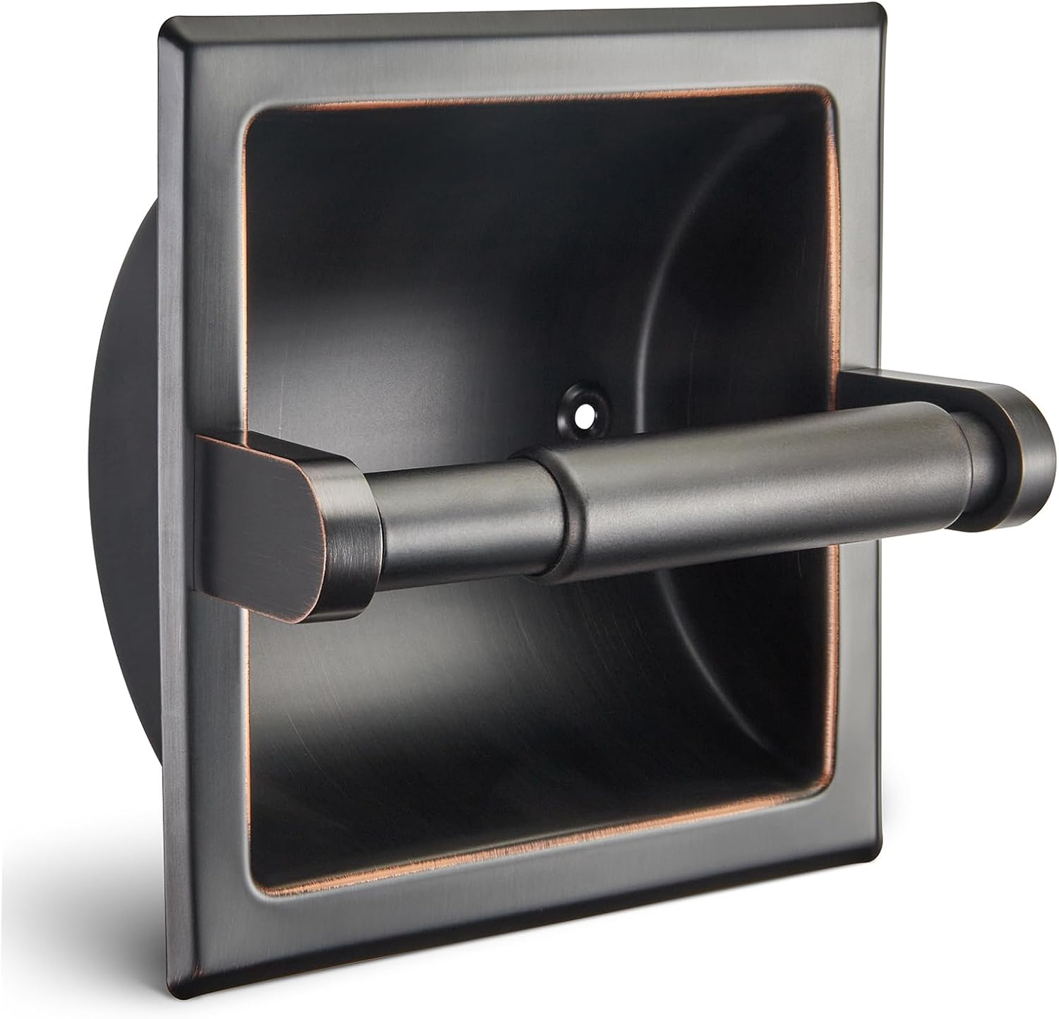 JunSun Oil Rubbed Bronze Recessed Toilet Paper Holder Stainless Steel ORB Toilet Paper Roll Holder Tissue Holder Tissue Roll Holder 6" X 6" Square Jumbo Mega Roll Holder Rear Mounting Bracket Included
