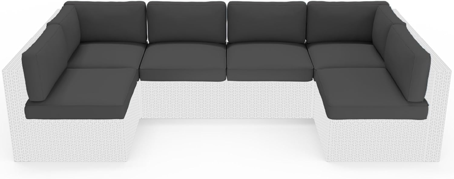 SOLAURA 14Pcs Outdoor Furniture Replacement Cushions, Fits 6-seat Sectional Rattan Conversation Set, Patio Water-Resistant Replacement Sofa Cushions, Grey