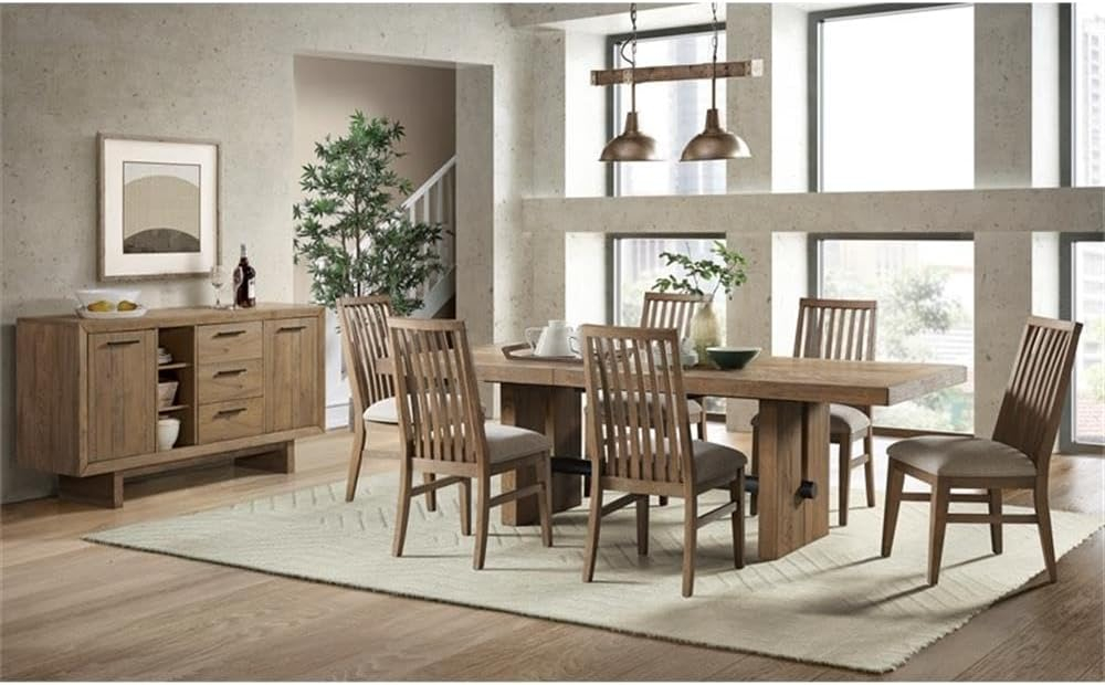 Intercon Furniture Modern Wood Trestle Table in Weathered Oak