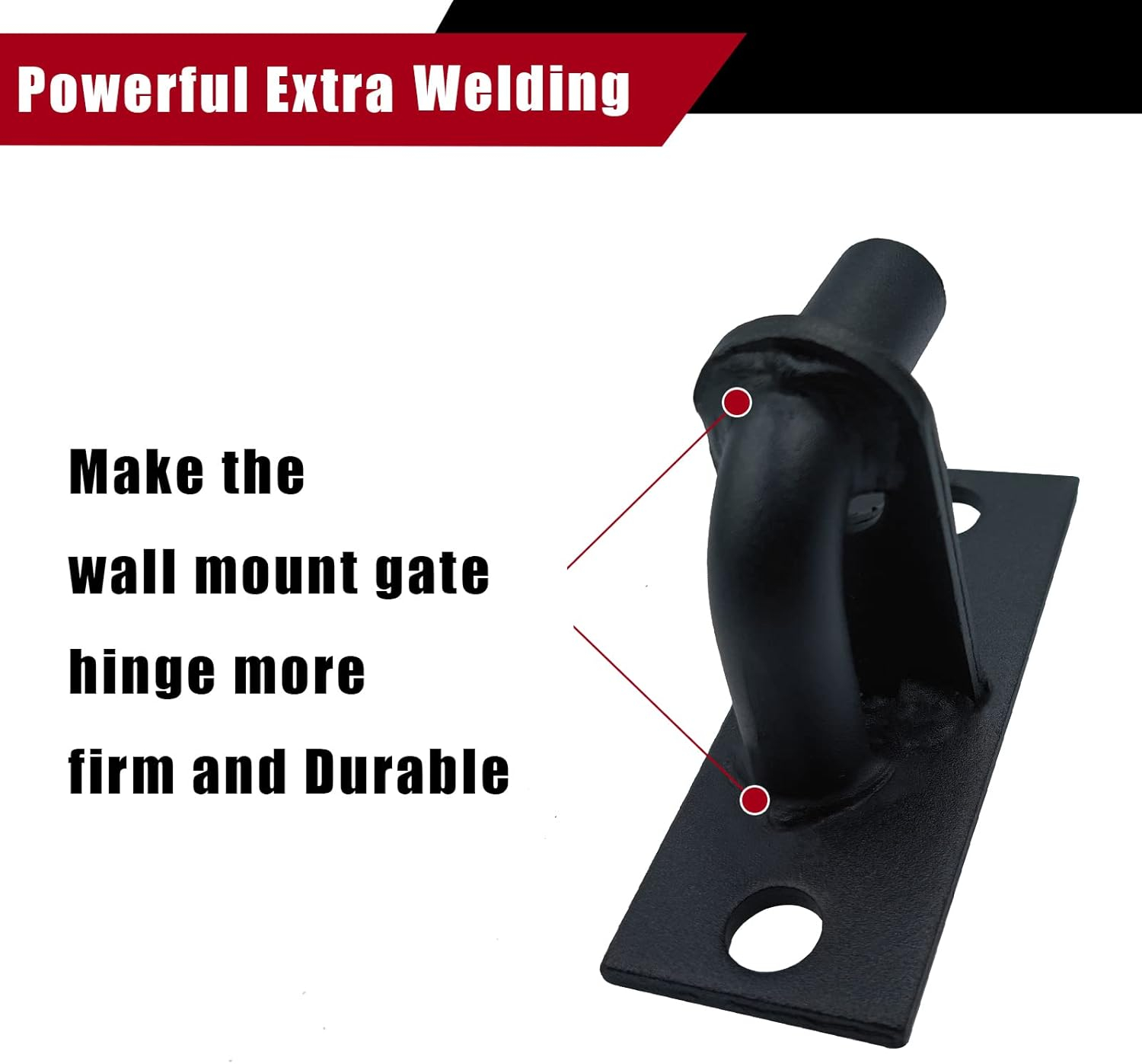 2 Pack Wall Mount Heavy Duty Chain Link Fence Gate Hinges with 5/8 Hinge Pin (Screws Not Included), Black