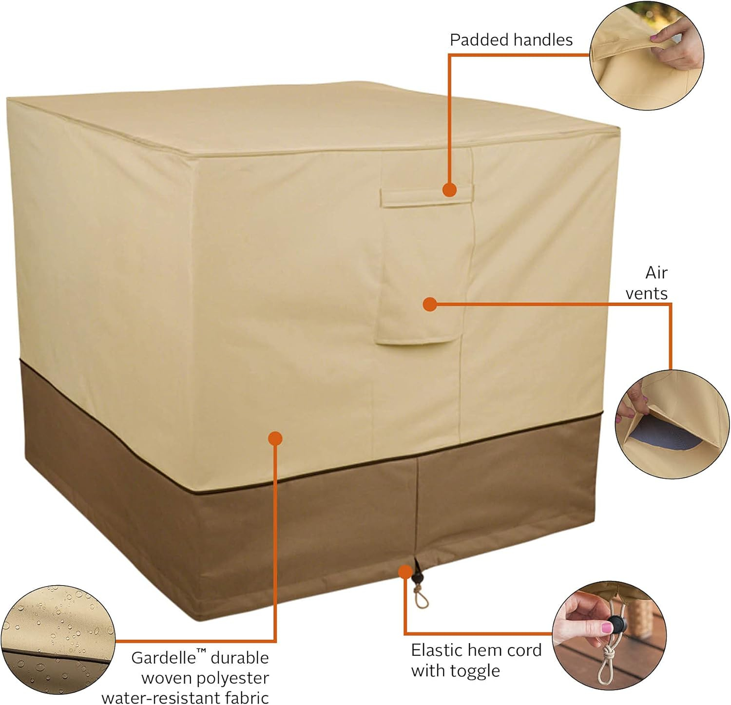 Classic Accessories Veranda Water-Resistant 34 Inch Square Air Conditioner Cover, Patio Furniture Covers