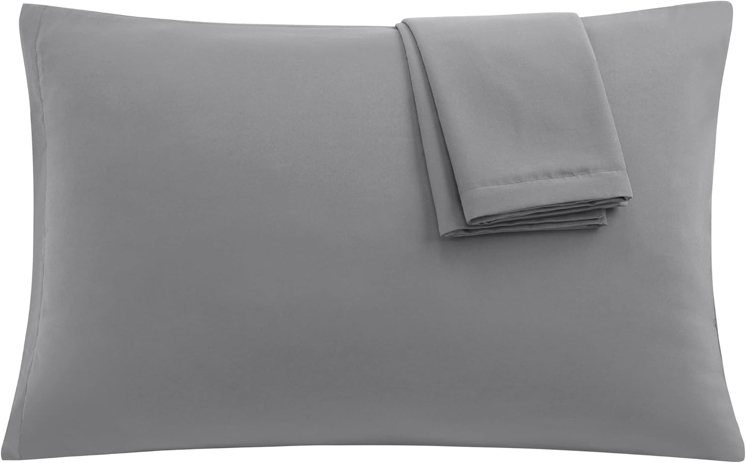 Pillowcases Queen Gray Set of 2 Envelope Closure End Easy Fit for All Season Cooling Soft and Breathable Material Machine Washable