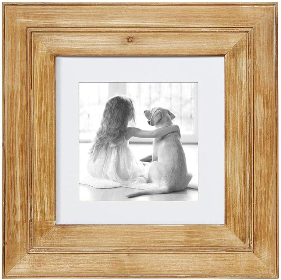 Santa Barbara Design Studio Wood Photo Frame Face to Face Designs Matted Frame for 7.5" x 7.5" Picture, Natural