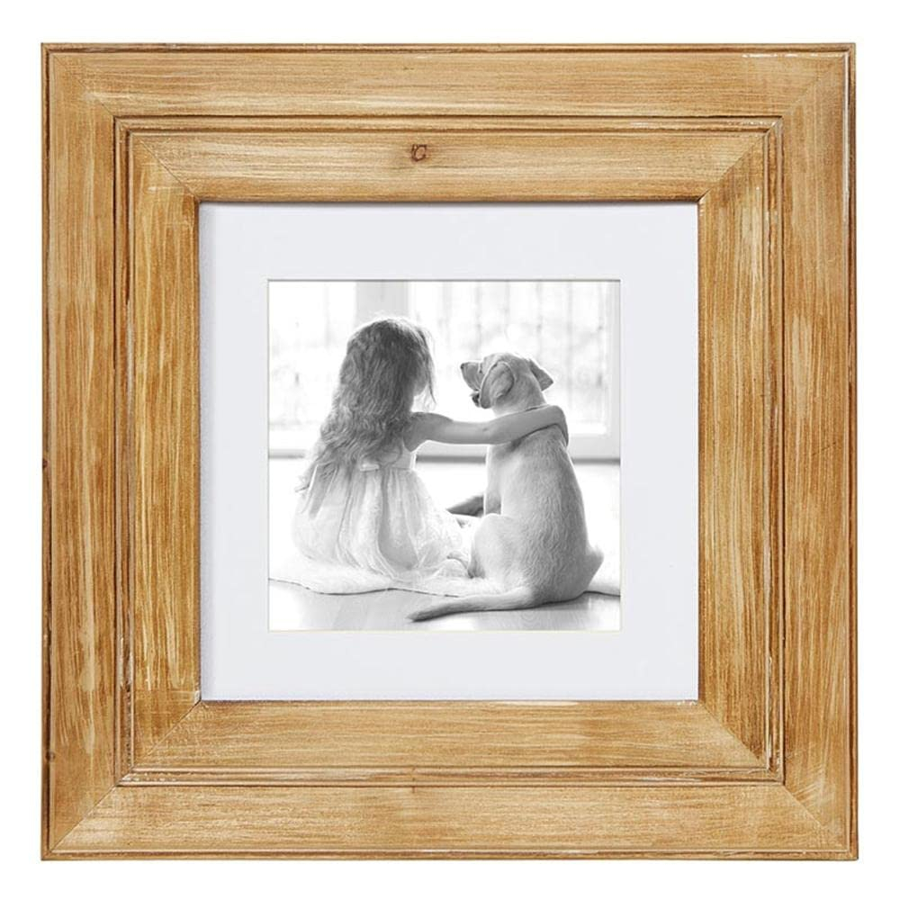 Santa Barbara Design Studio Wood Photo Frame Face to Face Designs Matted Frame for 7.5" x 7.5" Picture, Natural