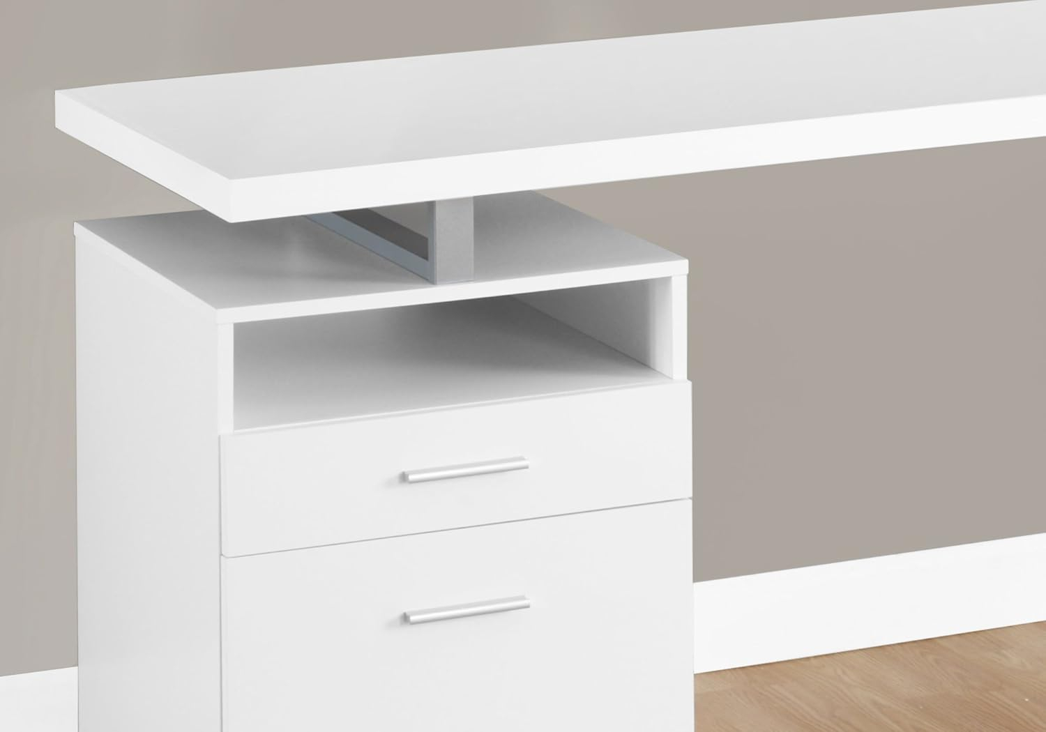 Monarch Specialties Computer Desk, Home Office, Laptop, Storage Drawers, 60"L, Work, White Laminate