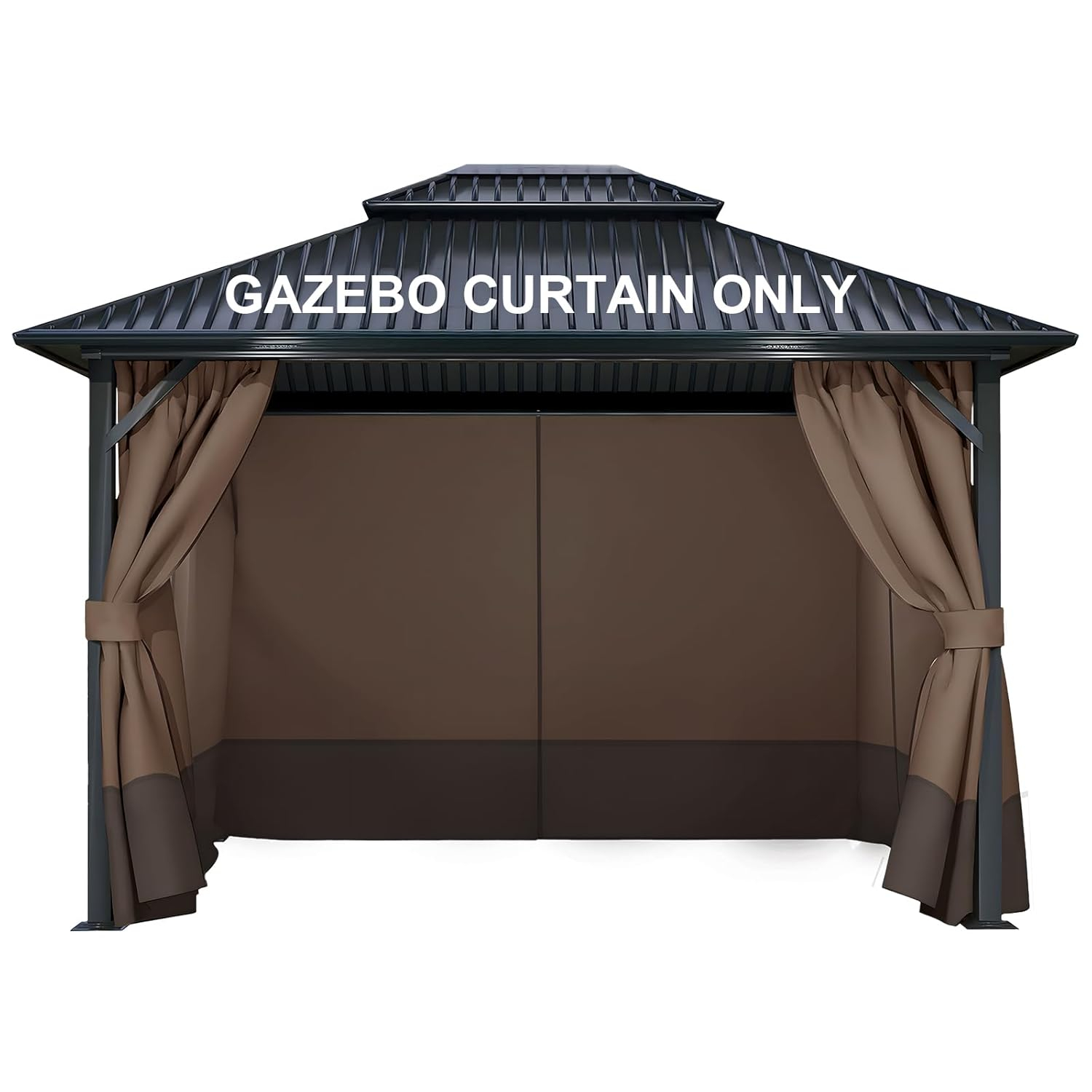 COWVIE 4-Panel 10' x 10' Gazebo Replacement Curtains, Patio Privacy Sidewalls with Double Zipper, Replacement for Outdoor Gazebo Canopy (Curtain Only)