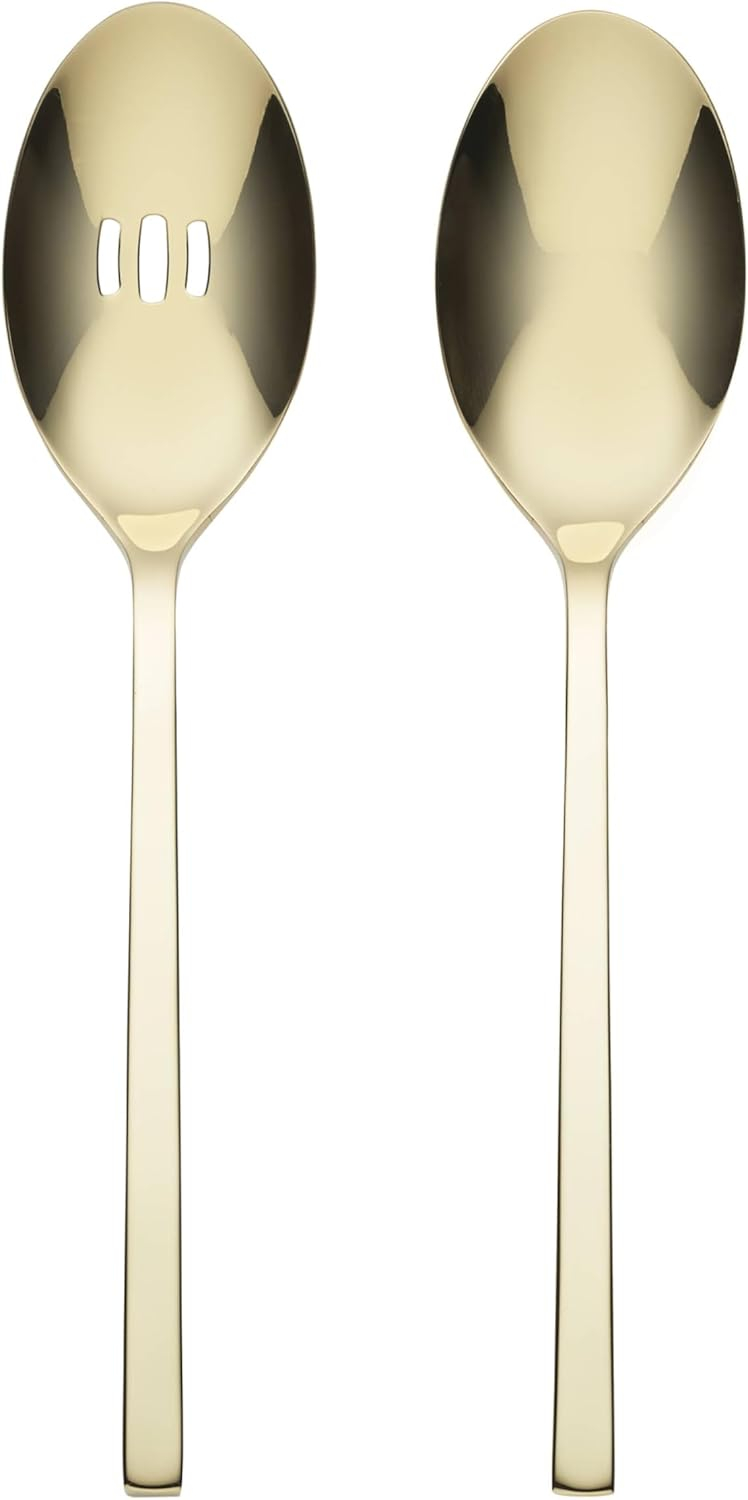 Champagne Finish Stainless Steel 2-Piece Serving Spoon Set