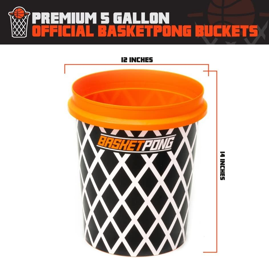 Giant Yard Pong X Basket Ball Game with Durable Balls and Buckets, Outdoor Game for Lawn, Backyard and Beach, Set Includes 12 Buckets, 2 Basket Balls, Carrying Bag and Air Pump
