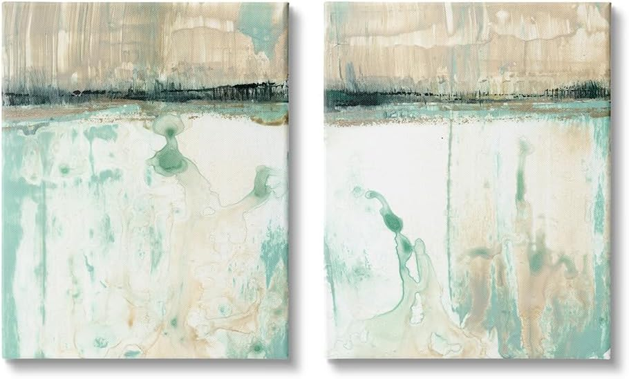 Stupell Industries Abstract Lake Landscape Organic Blue Green Design Canvas Wall Art by Jennifer Goldberger