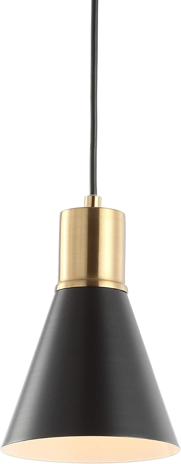 JONATHAN Y JYL6131A Apollo 6" Metal LED Pendant Contemporary Dimmable Adjustable Dining Room Living Room Kitchen Foyer Bedroom Hallway, Black/Brass Gold