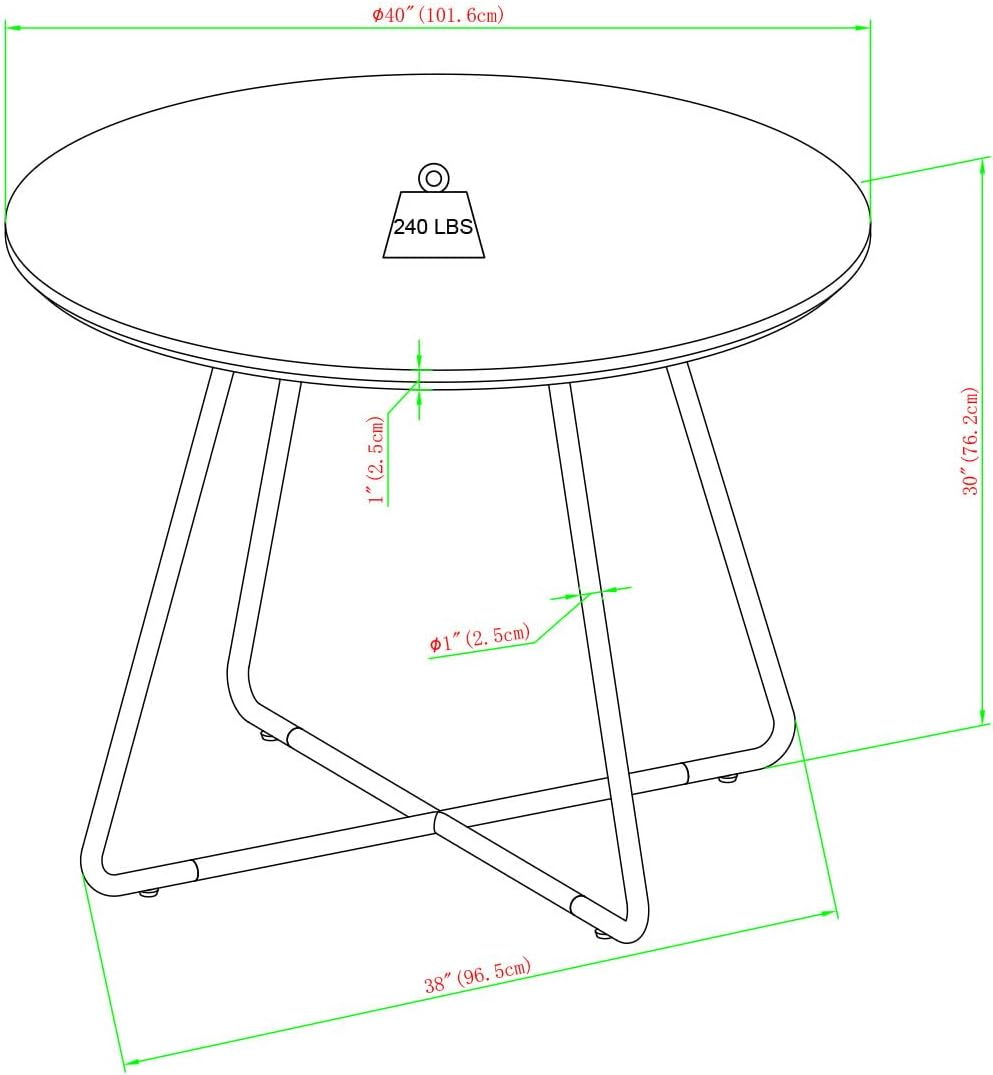 40" Modern Veneer and Metal Round Dining Table - Ash
