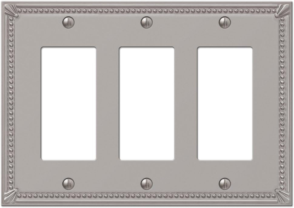 Amerelle 74RRRBN Moderne Wallplate 3 Rocker Cast Metal Brushed Nickel 1-Pack