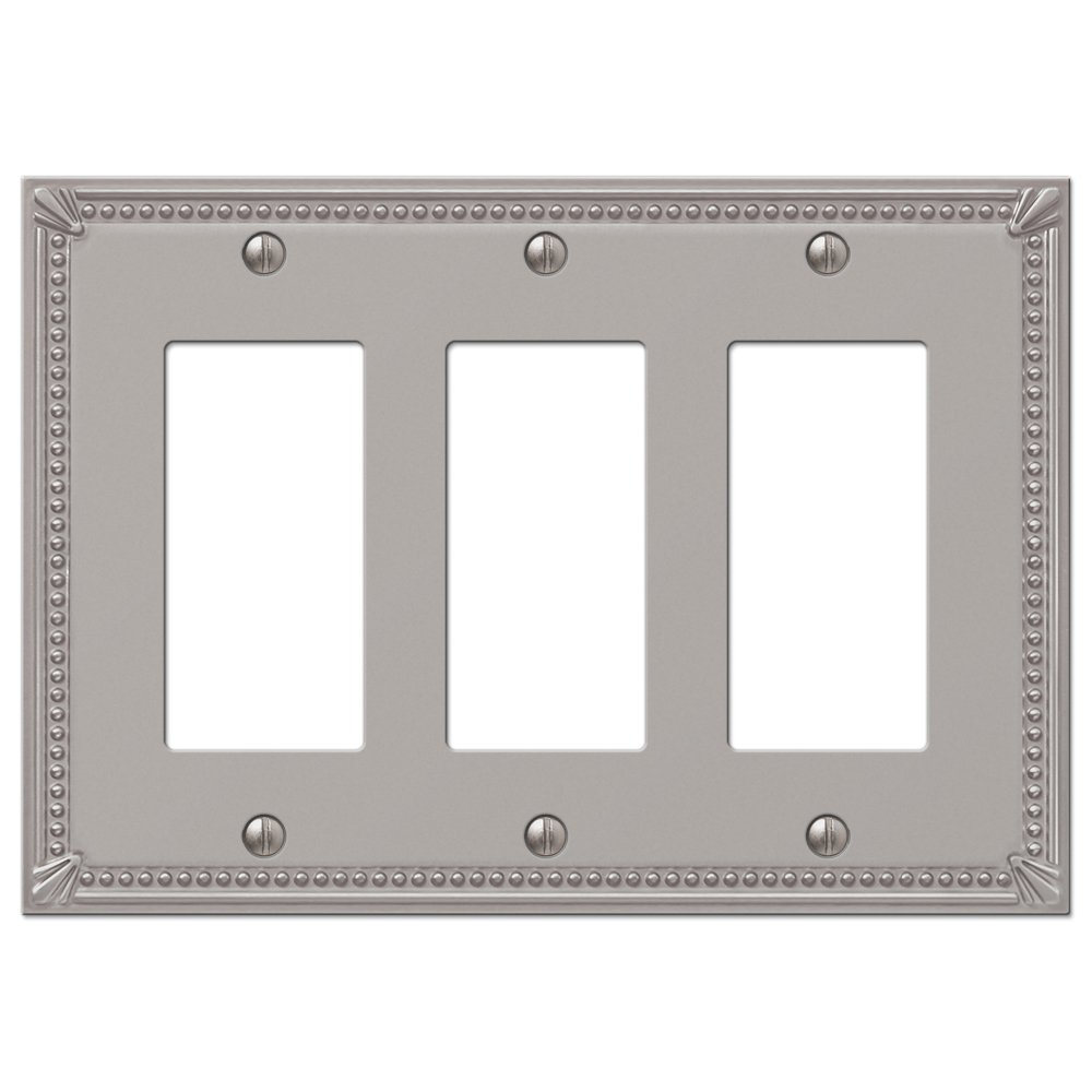 Amerelle 74RRRBN Moderne Wallplate 3 Rocker Cast Metal Brushed Nickel 1-Pack