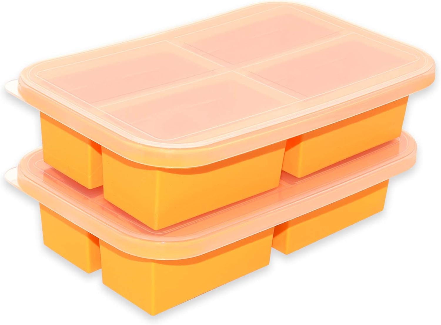 Bangp 1-Cup Silicone Freezer Trays with Lid,2 Pack,Easy-Release Silicone Freezing Tray for Soup Ice Cubes,Soup Freezer Molds,Freeze & Store Broth,Sauce,Leftovers - Makes 8 Perfect 1 Cup Portions
