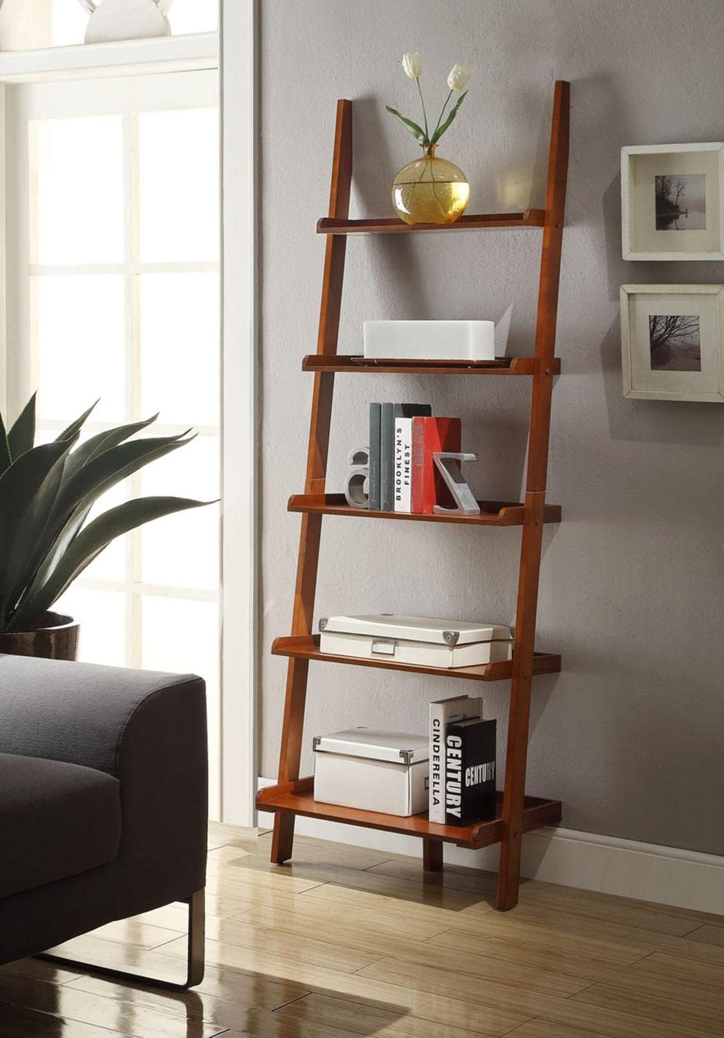 Convenience Concepts American Heritage Bookshelf Ladder, Cherry