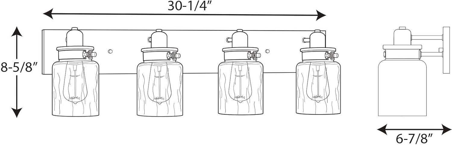 Progress Lighting Calhoun 4-Light Bath Vanity, Brushed Nickel, Clear Glass Shade