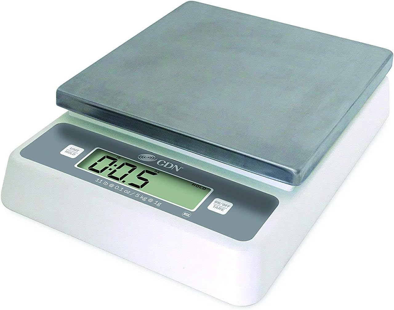 White and Silver Digital Portion Control Scale with Stainless Steel Platform