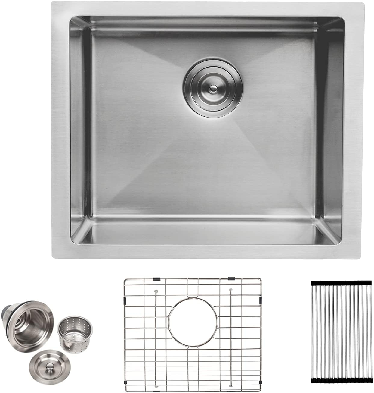 Lordear Undermount Kitchen Sinks 23 inch Small Undermount Bar Sink,16-Gauge Stainless Steel Single Bowl Bar Prep Kitchen Sink One Basin 23x18x10 Inch Handmade