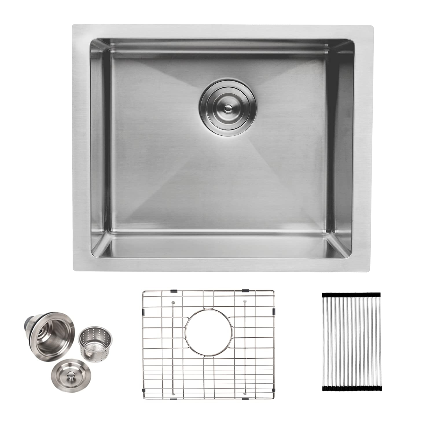 Lordear Undermount Kitchen Sinks 23 inch Small Undermount Bar Sink,16-Gauge Stainless Steel Single Bowl Bar Prep Kitchen Sink One Basin 23x18x10 Inch Handmade