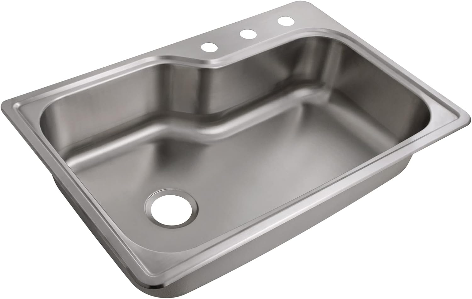 Design House 110593 Rectangular Single Bowl 33x22x8 in. 18-Gauge 3-Hole Kitchen Sink, Stainless Steel