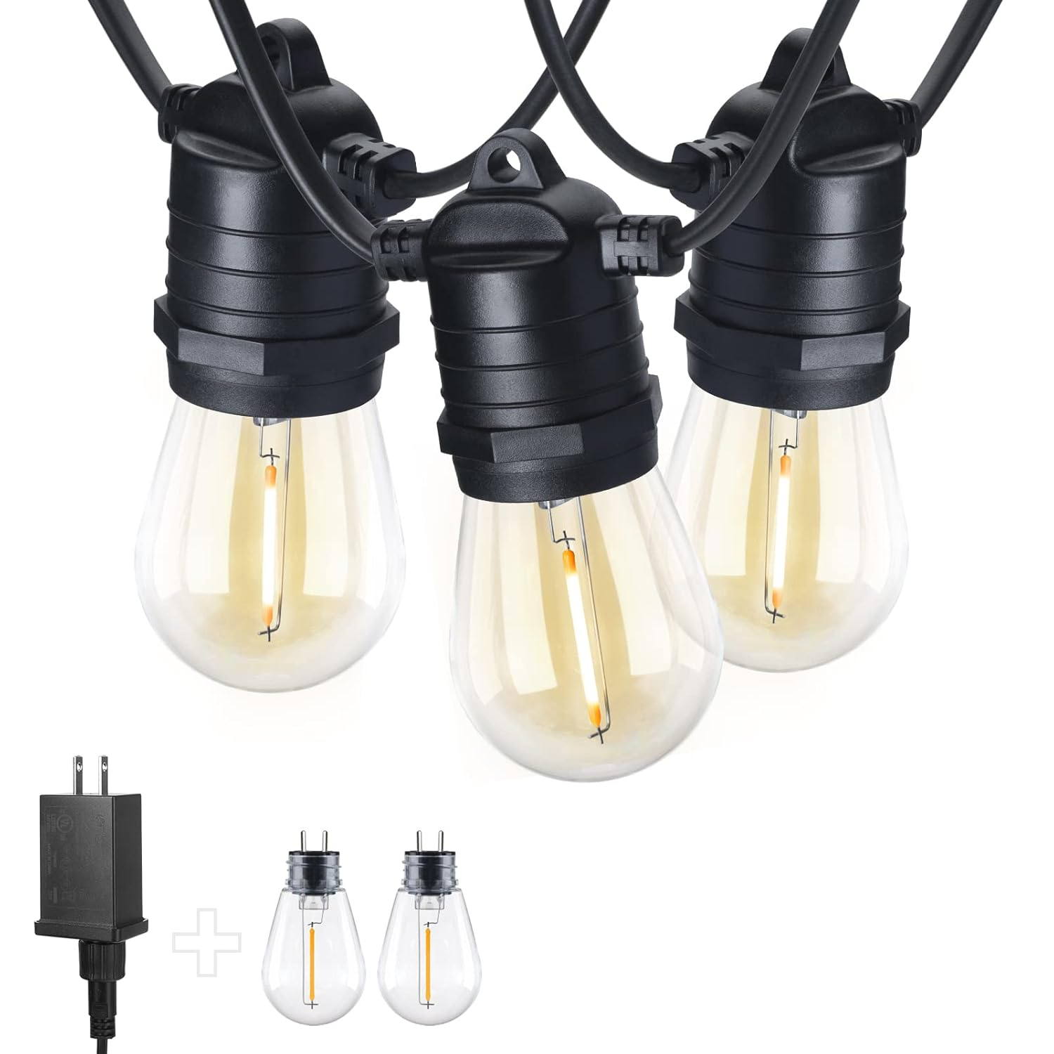 12V Low Voltage Outdoor String Lights, S14 LED String Lights 48FT Outdoor Hanging String Light Shatter-Proof, Outdoor LED String Lights Patio String Light, Décor for Patio, Backyard, Gazebo, Porch