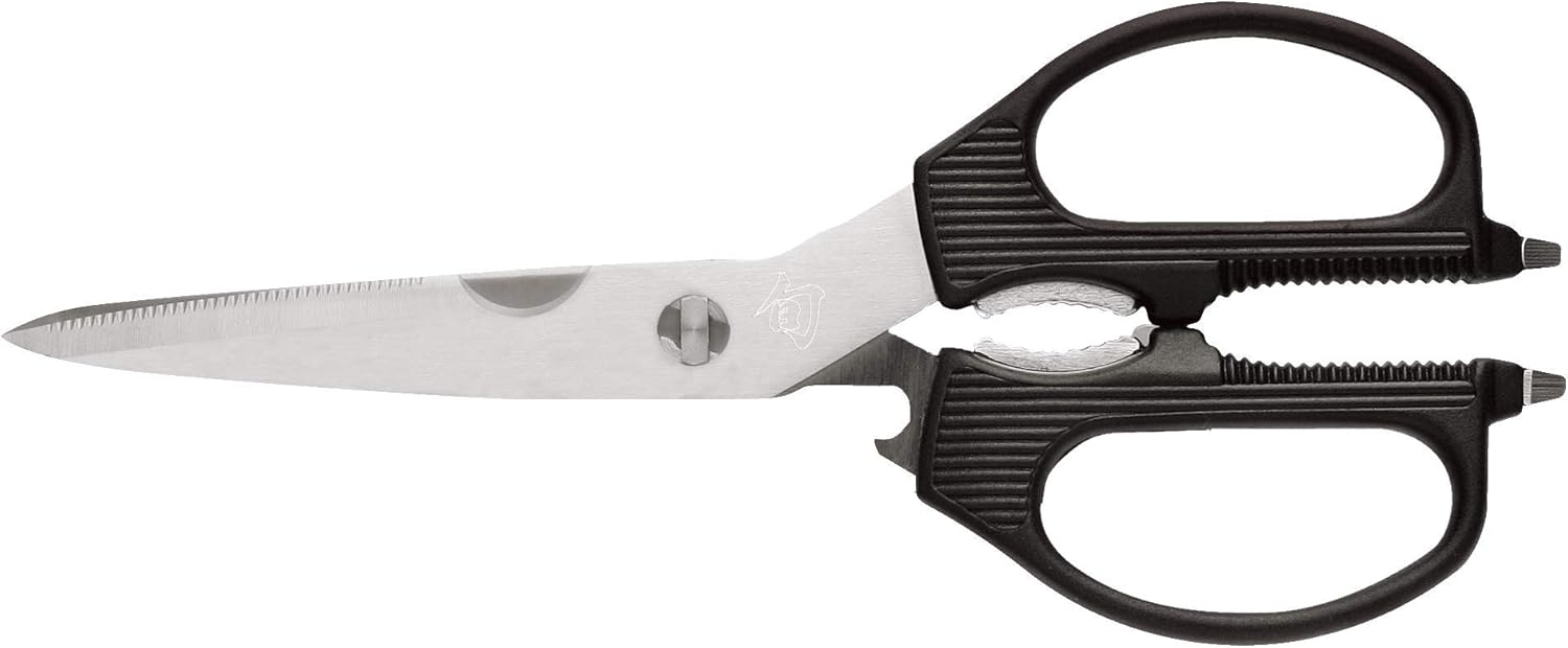Shun Multi Purpose Shears, Stainless Steel Kitchen Scissors, DM7300, Black, 3.5 Inch Blade