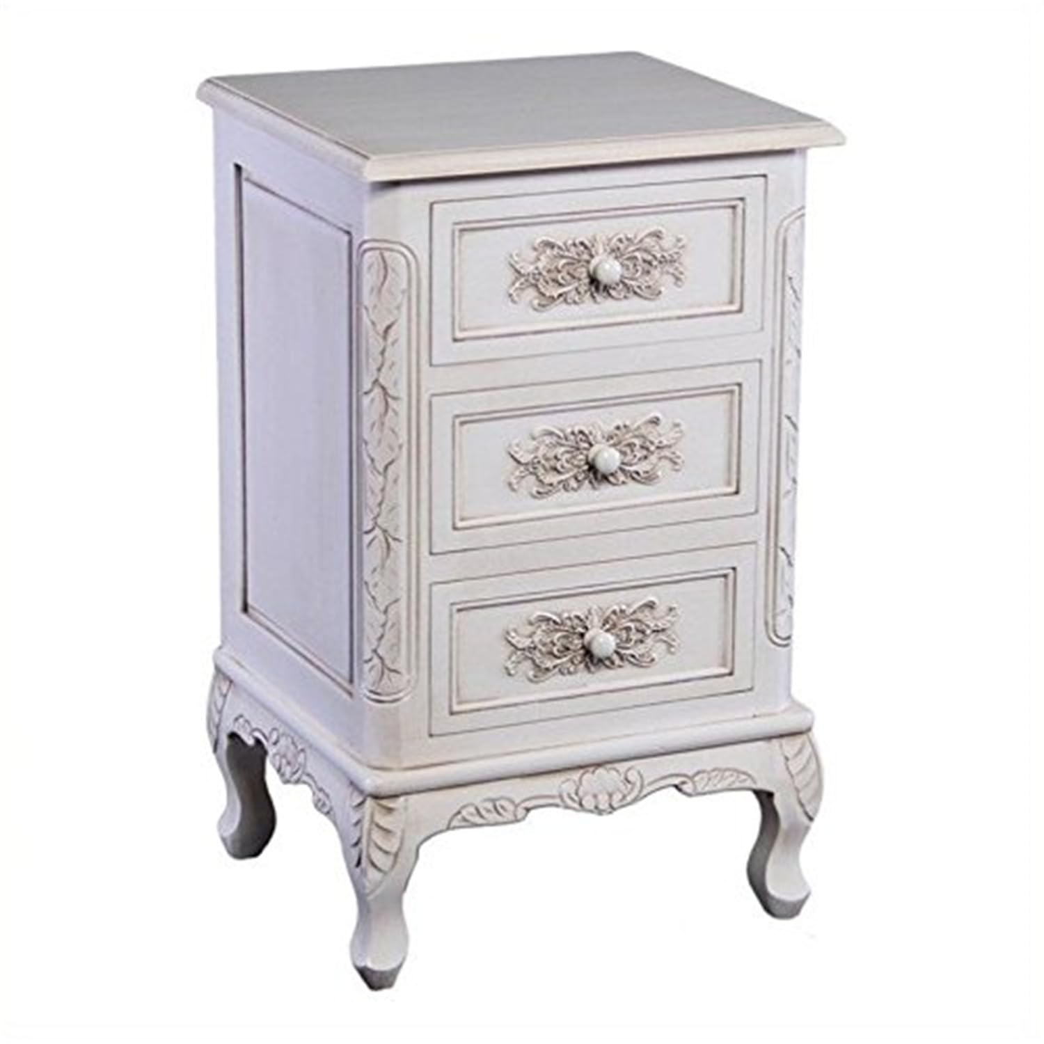 International Caravan Windsor 3 Drawer End Table in Antique White
