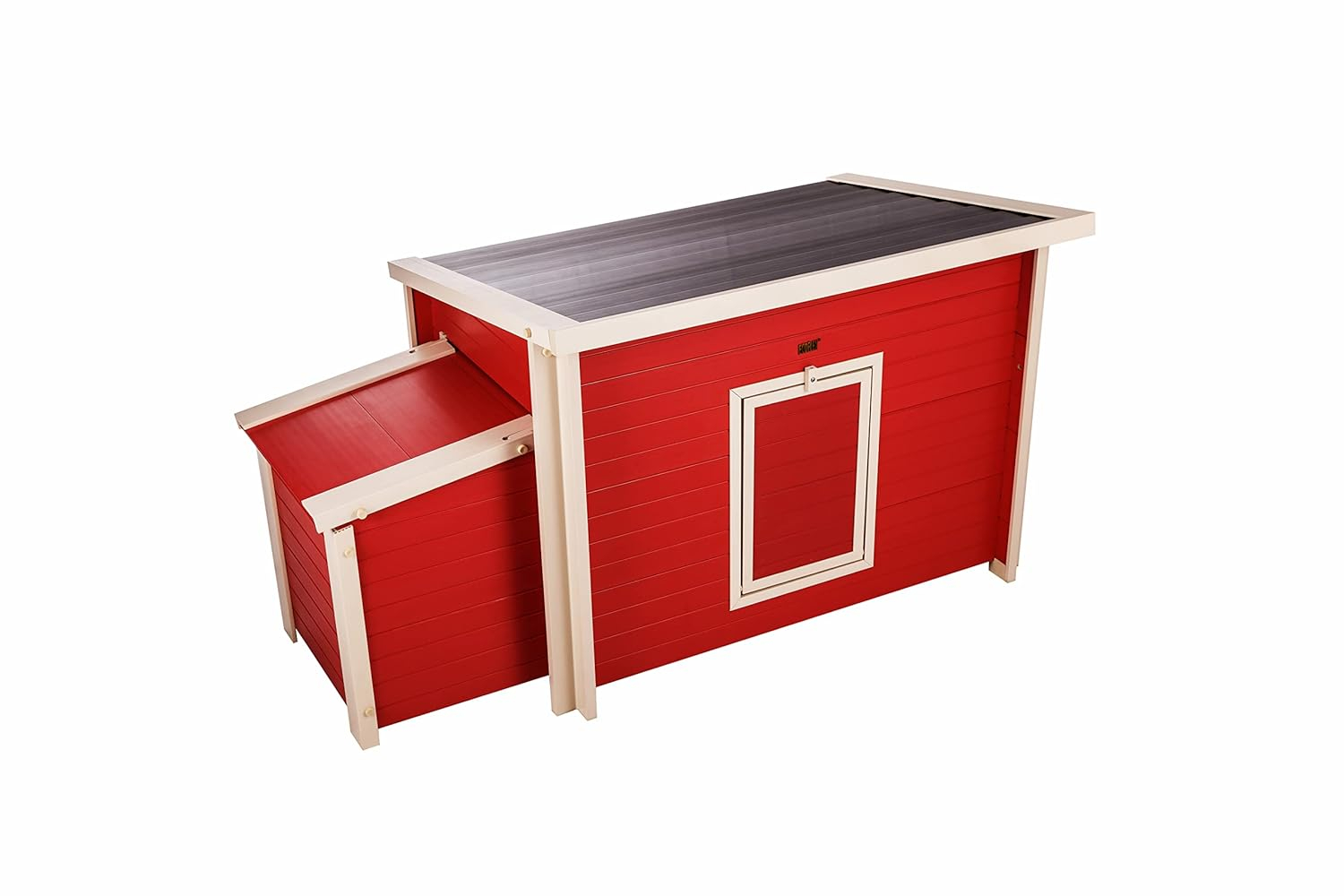 New Age Pet® ECOFLEX® Red Fontana Chicken Barn, Eco-Friendly and Non-Toxic Urban Coop for 2-3 Chickens, Easy Assembly, with Nesting Box and Roosting Bars, Moisture and Odor Resistant
