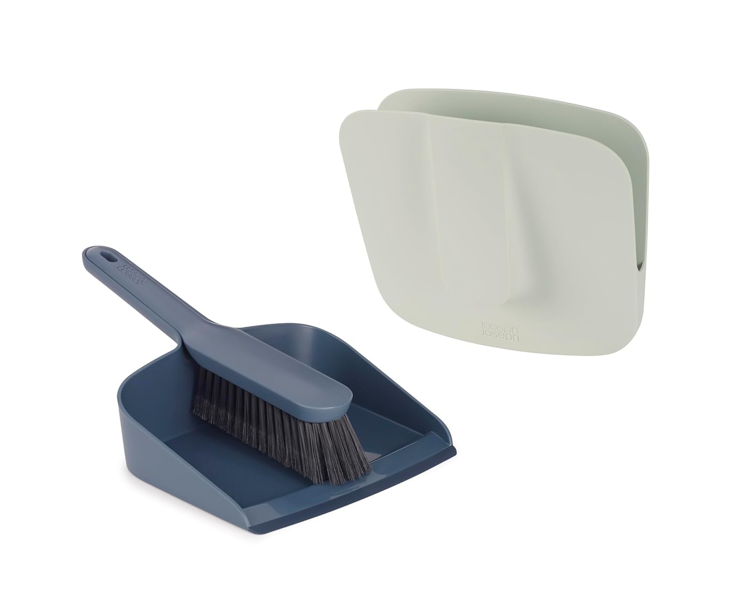 Blue Plastic Wall-Mounted Dustpan and Brush Set