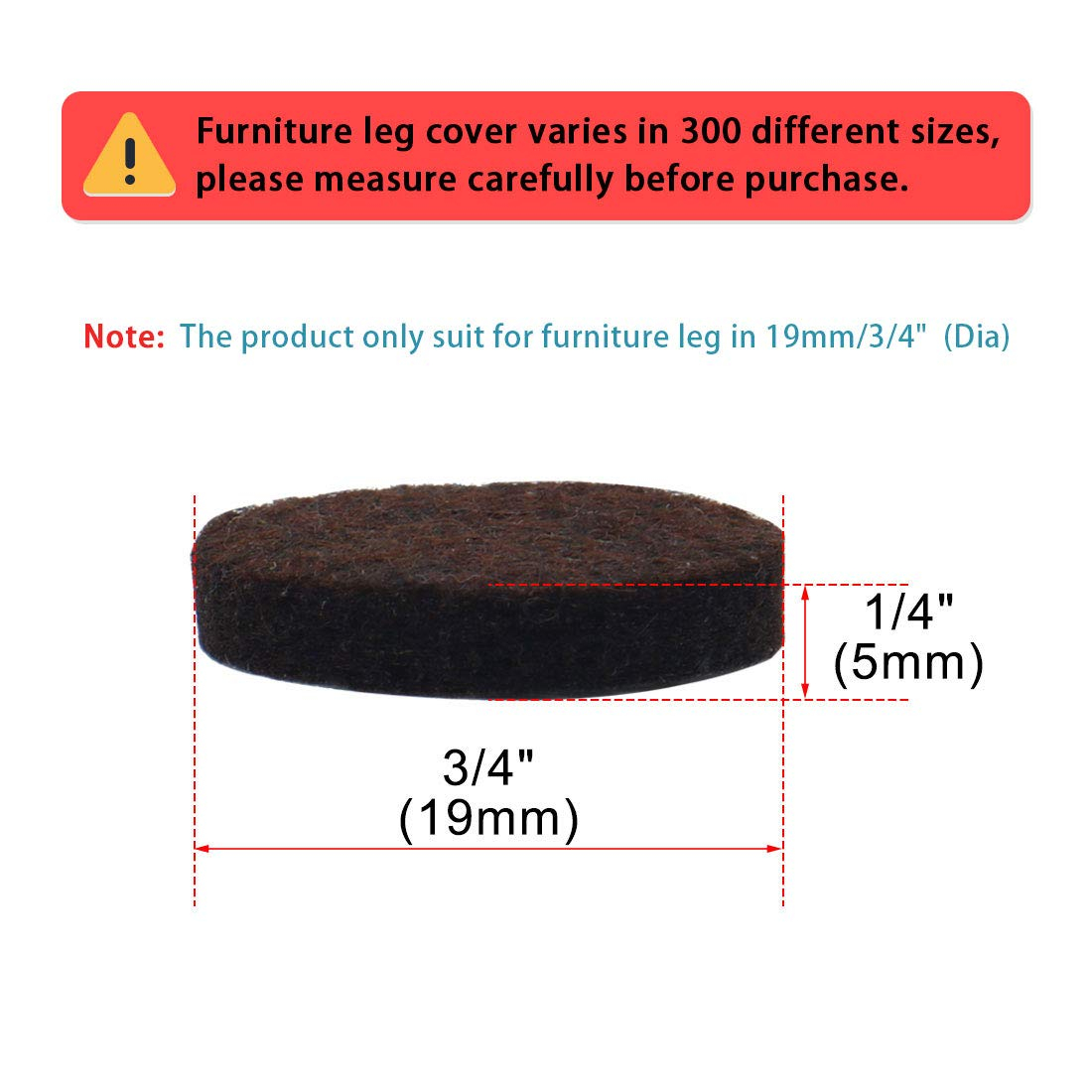 Unique Bargains Felt Furniture Pads Round 3/4" Floor Protector for Chair Legs Feet 30pcs