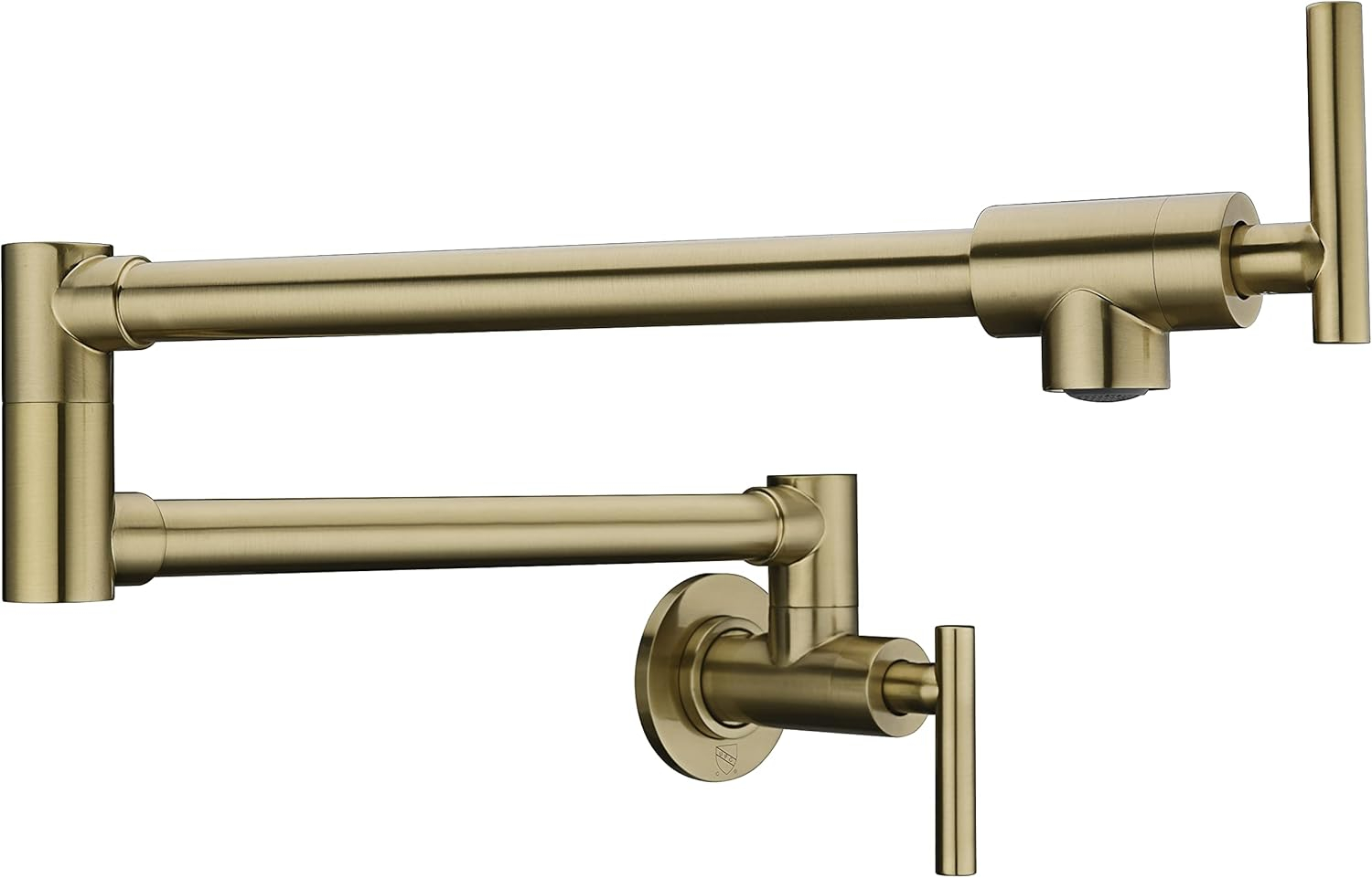 Braccia Series 24" Wall Mounted Pot Filler in Rose Gold | 24” Reach Spout Solid Brass Two Handle Dual Shut-Off Valve Double Joint Swing Arm Wall Mount Single Hole Kitchen Folding Faucet | KF-AZ258RG