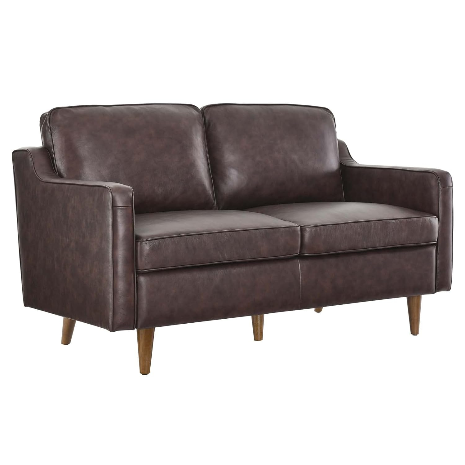 Modway Impart Genuine Leather Loveseat in Brown