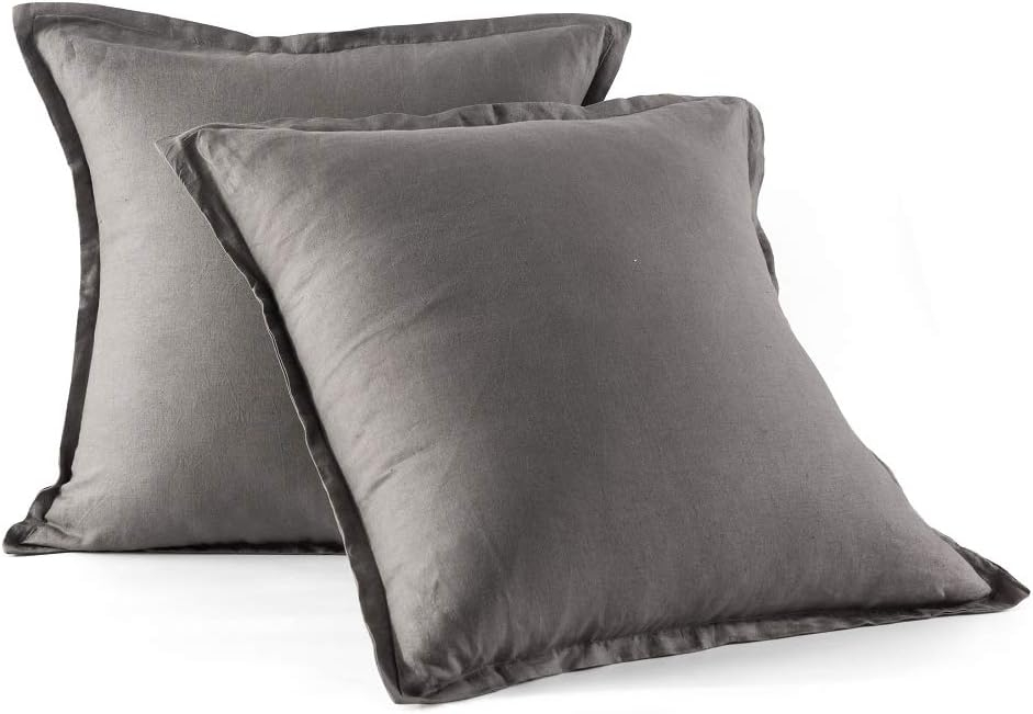 Stone Washed French Linen European Square Pillow Shams 26 x 26"