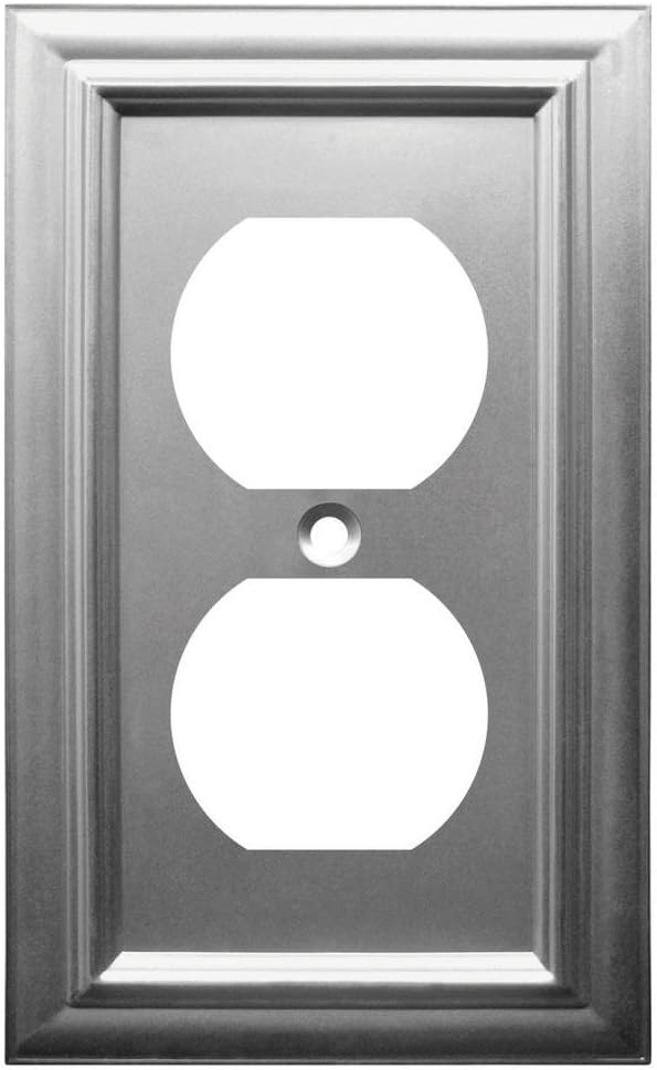 Amerelle 94DN Continental Wallplate, 1 Duplex, Cast Metal, Satin Nickel, 1-Pack