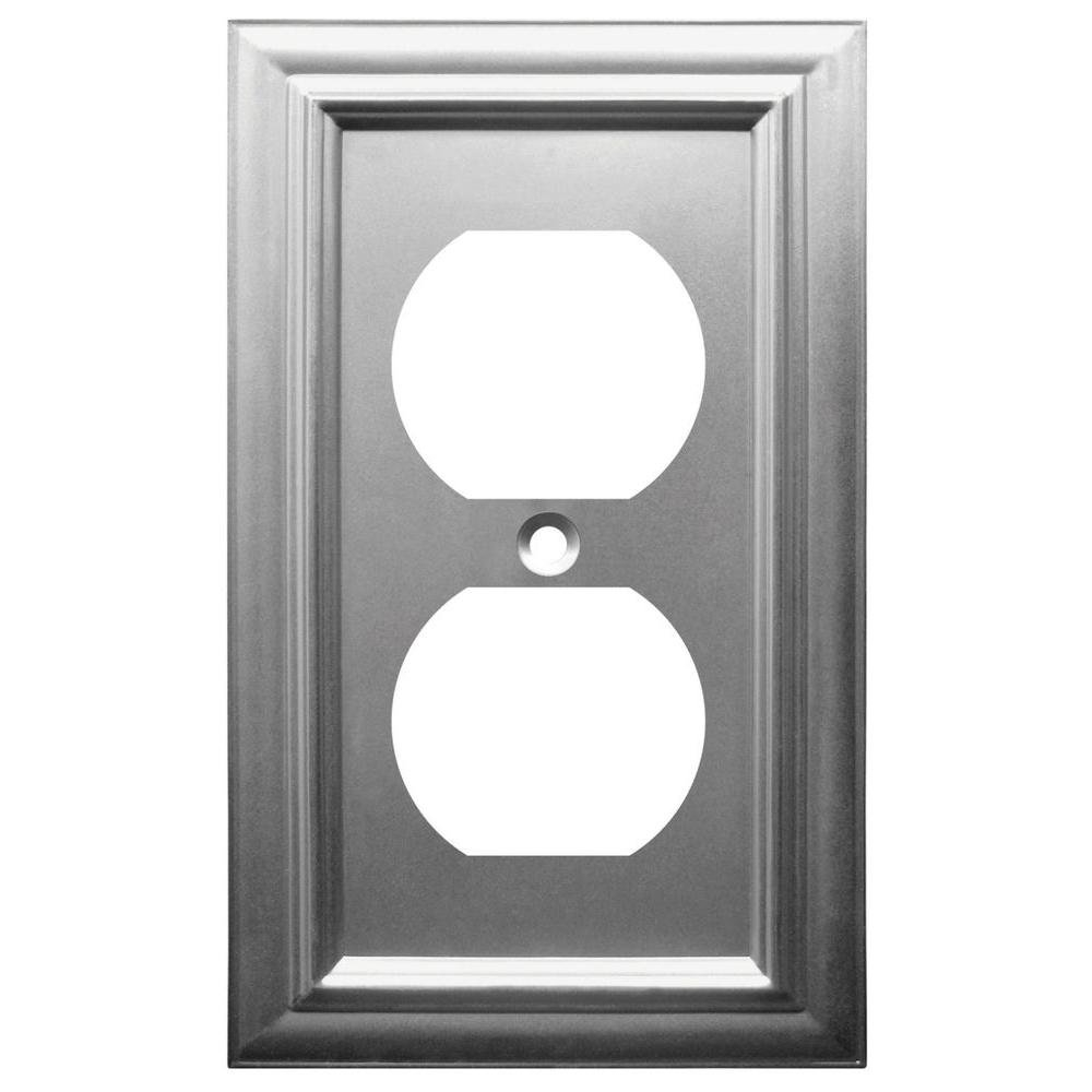 Amerelle 94DN Continental Wallplate, 1 Duplex, Cast Metal, Satin Nickel, 1-Pack