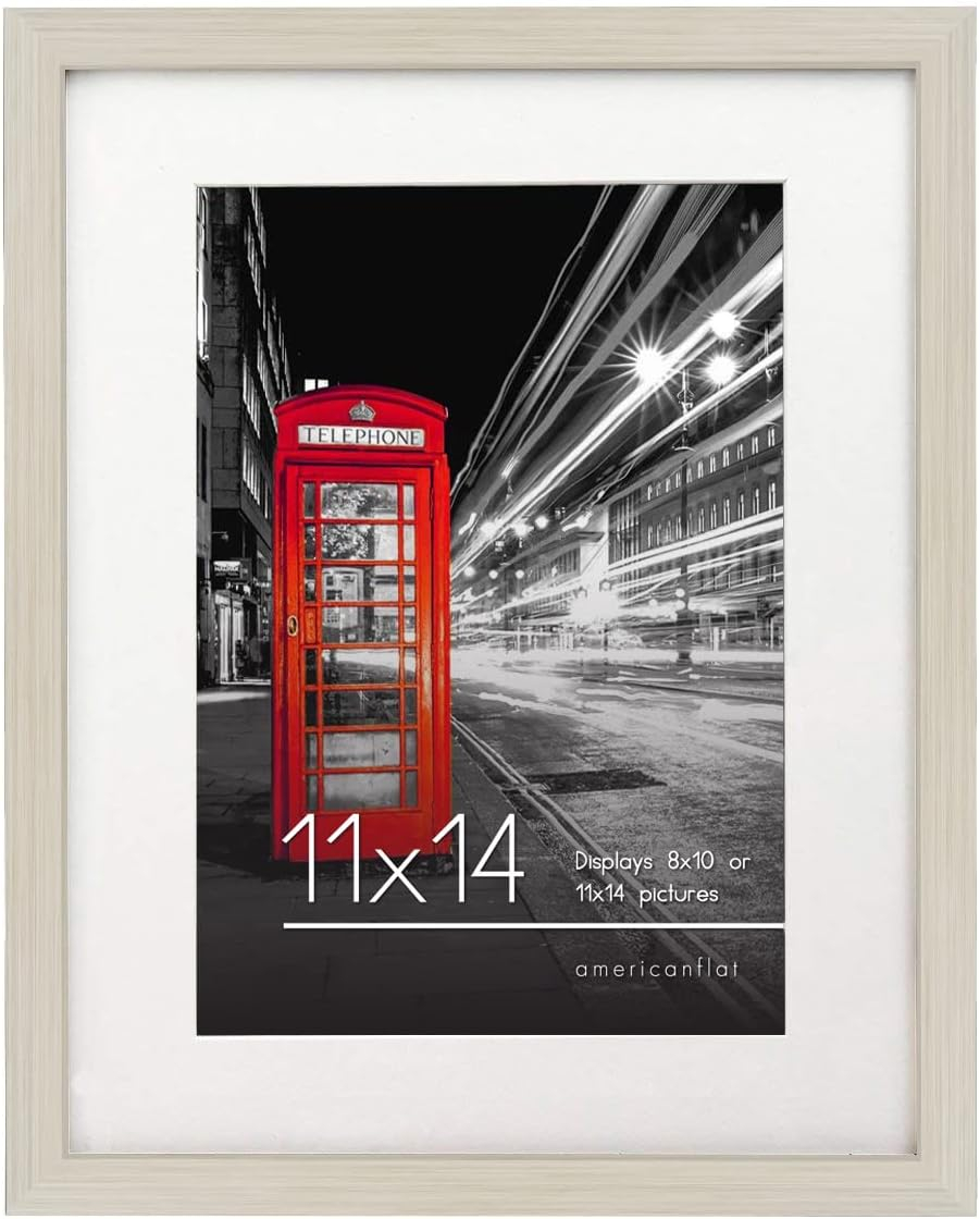 Americanflat 11x14 Picture Frame with Shatter-Resistant Glass - Use as 8x10 Frame with Mat or 11x14 Frame Without Mat - Signature Collection - Photo Frame for Wall Display - Light Wood