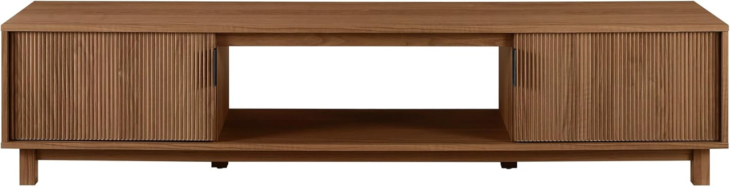 Mocha 70" Modern Fluted-Door TV Stand with Cabinet