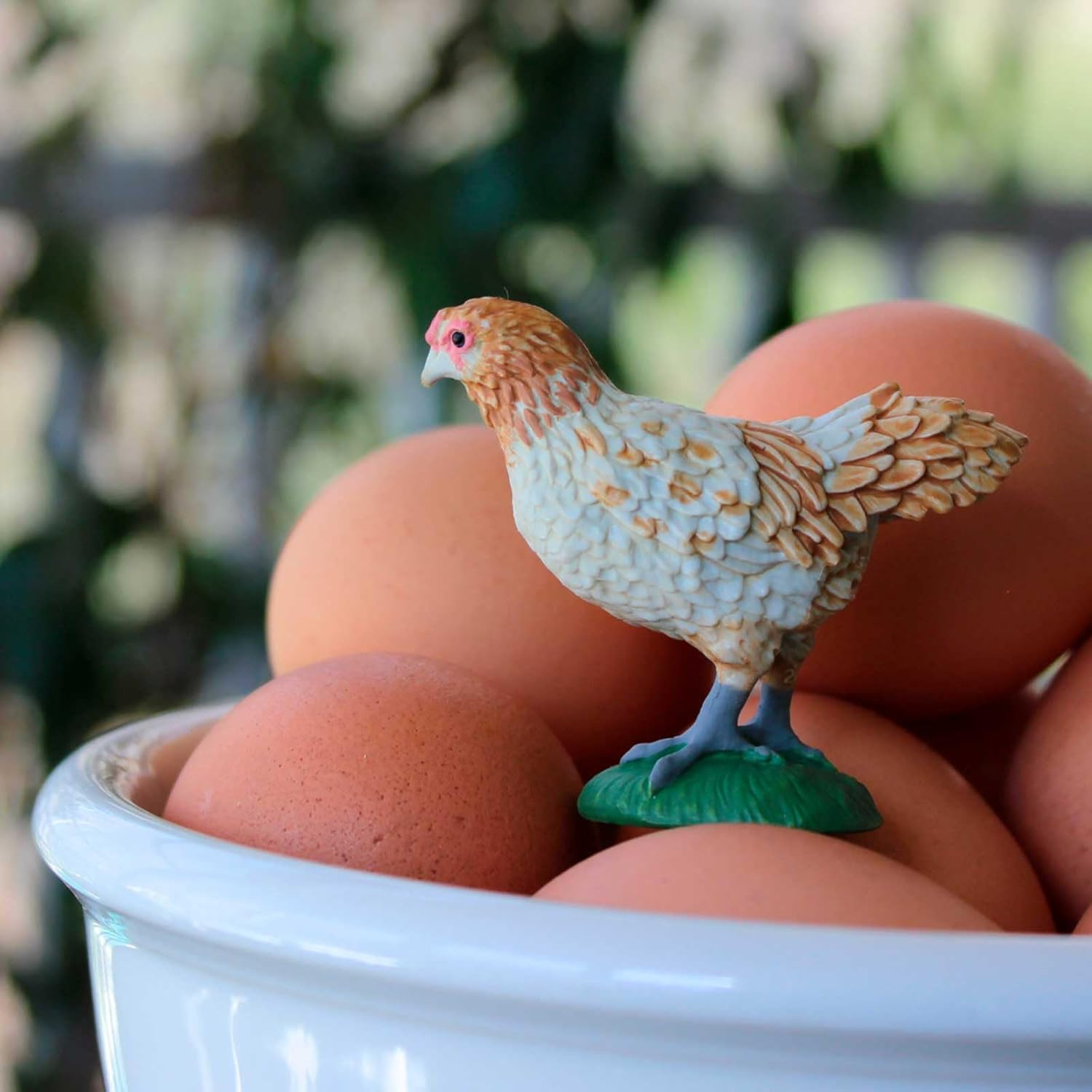 Safari Ltd. Ameraucana Chicken Figurine - Detailed 2.25" Plastic Model Figure - Fun Educational Farm Play Toy for Boys, Girls & Kids Ages 3+