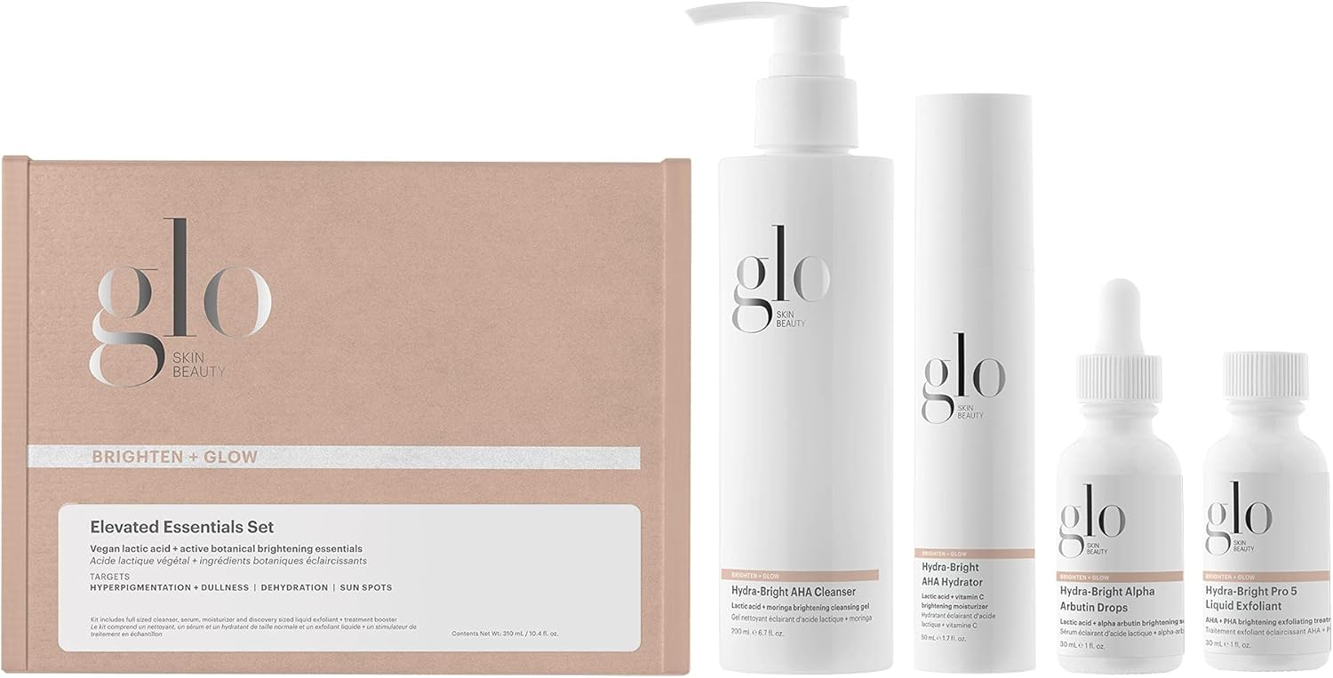 Glo Skin Beauty Brighten + Glow Elevated Essentials Set - Cleanse, Brighten & Hydrate, Targets Dullness, Dark Spots & Sun Damage