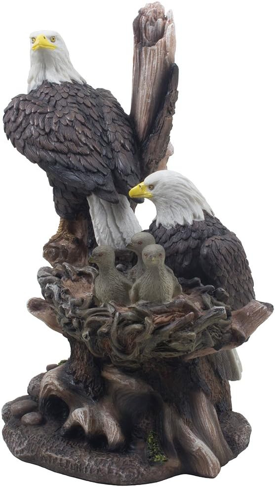 Patriotic American Bald Eagle Family Statue in Rustic Home Decor Sculptures & Figurines and Wildlife Bird Gifts