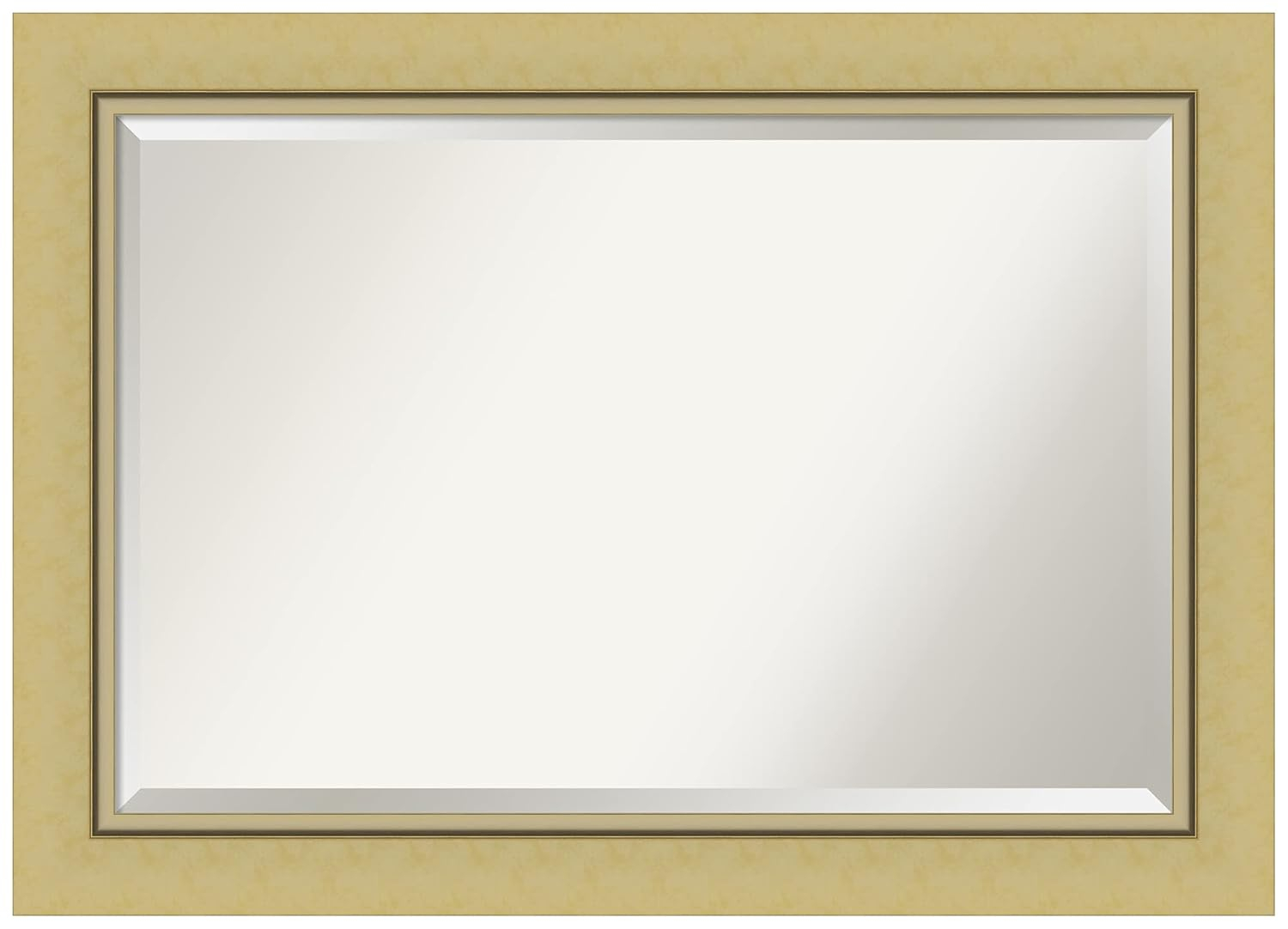 Amanti Art Landon 42.25-in x 30.25-in Framed Rectangle Bathroom Vanity Mirror ( Glossy Gold )