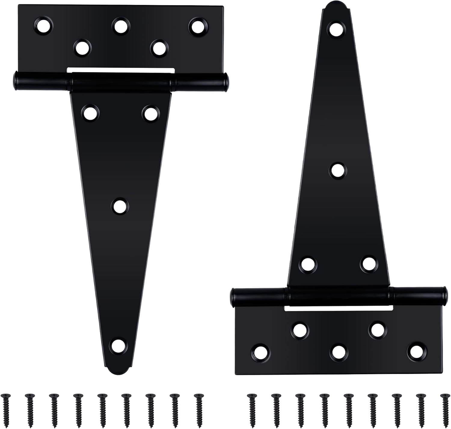 2PCS 8 Inches T Shape Rustproof Iron Light Duty Shed Hinge Gate Strap Hinge Door Gates Hinges (Black)