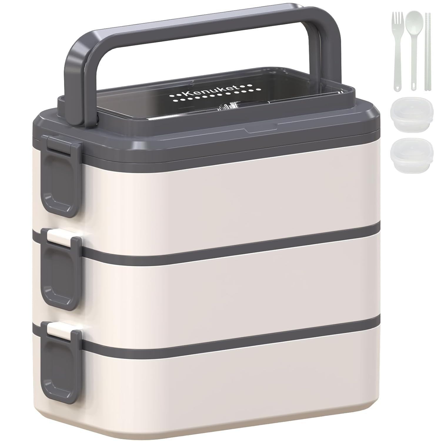 Stackable Bento Box Adult Lunch Box, 3000ML Large Capacity On-the-Go 3 Layers, Leakproof Microwave Safe Lunch Containers with Utensil Set, Dividers, Sauce Boxes for Kids and Adults