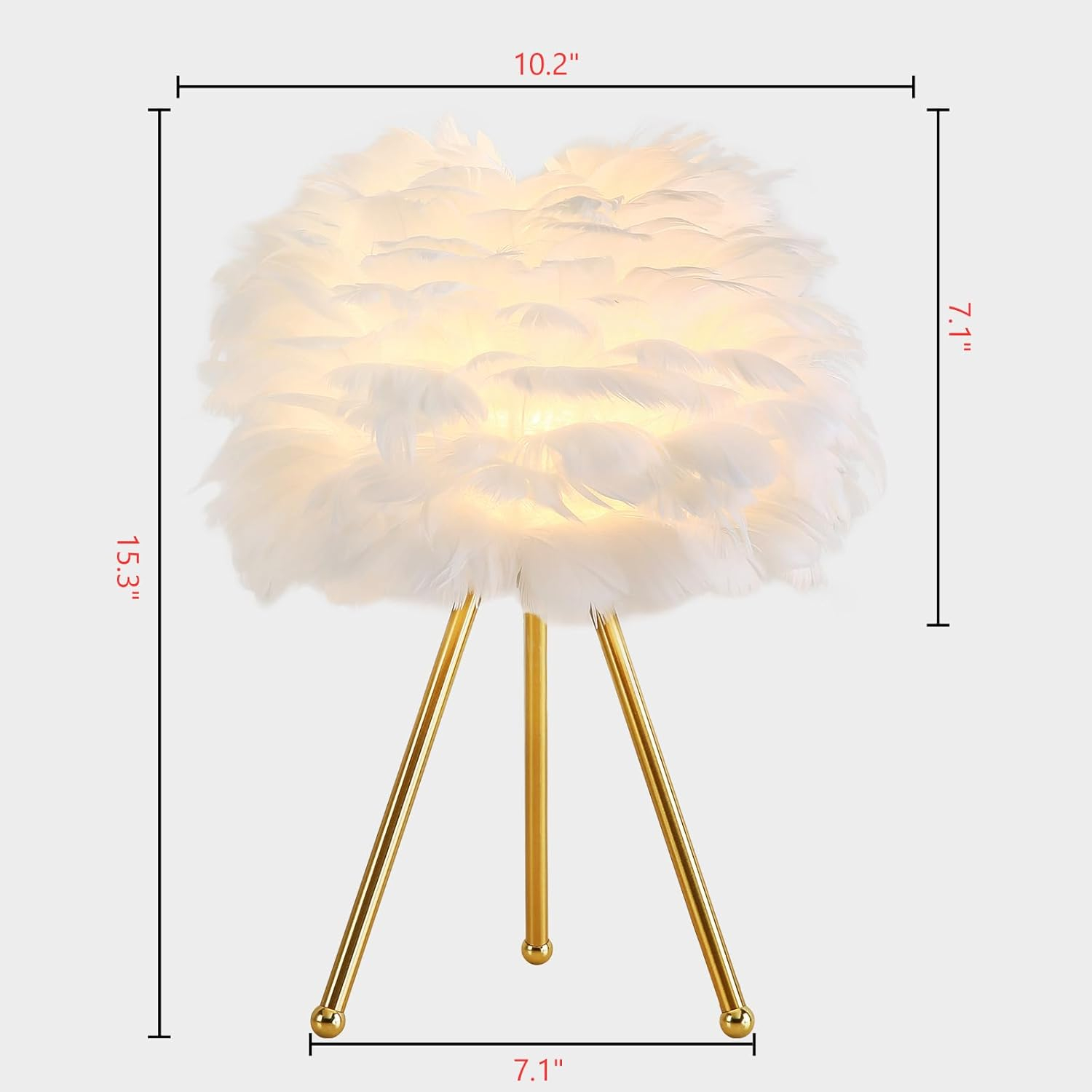 4modernhome 14.5" Tripod Feather Table Lamp White