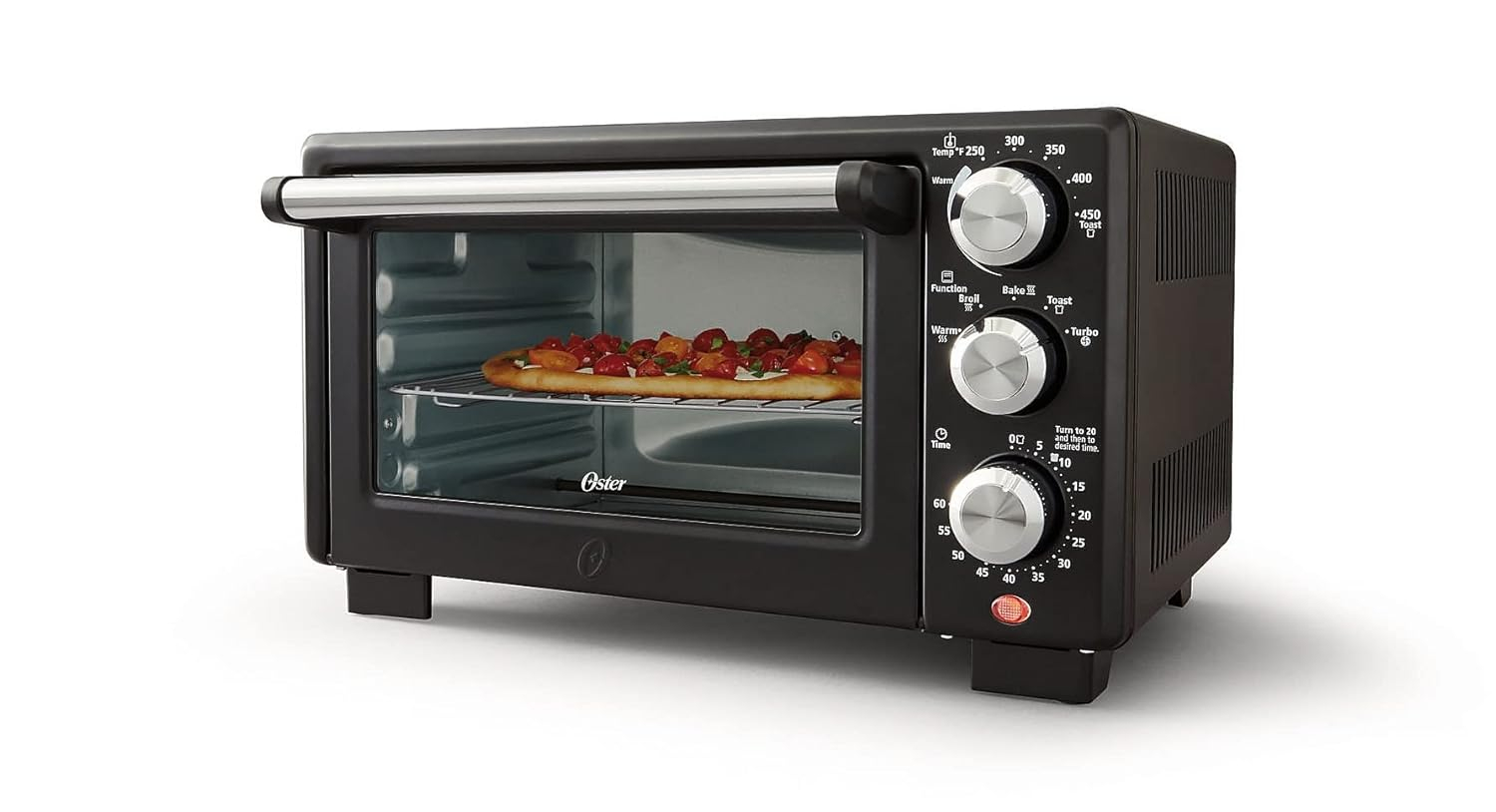 Matte Black and Silver 4-Slice Convection Toaster Oven