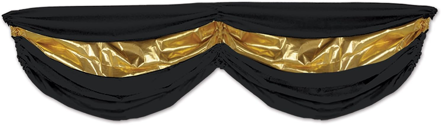 Beistle Black & Gold Fabric Bunting, 5' 10", (1/Pkg) Multicolored