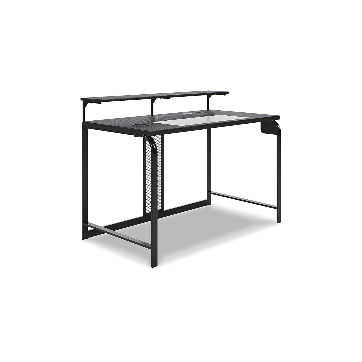 Lynxtyn 49.5" Black Contemporary Desk with USB and Cup Holder