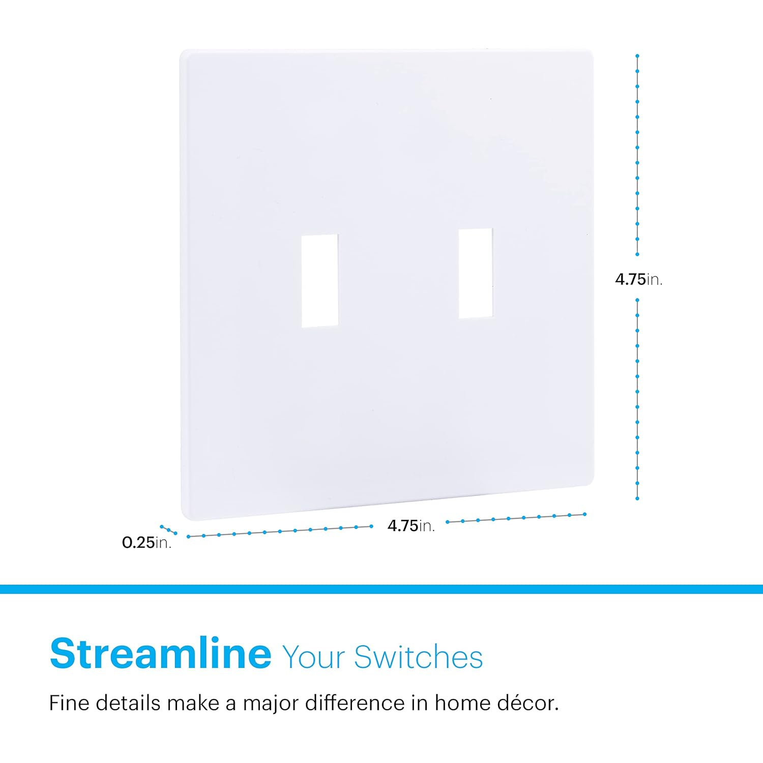 Power Gear Double Toggle Screwless Wall Plate Cover, 4.75” H x 4.75” L, Outlet Covers Wall Plate, Light Switch Cover Plate, Switch Plates and Outlet Covers, Outlet Cover Plate, UL Listed, 10 PK, 70655