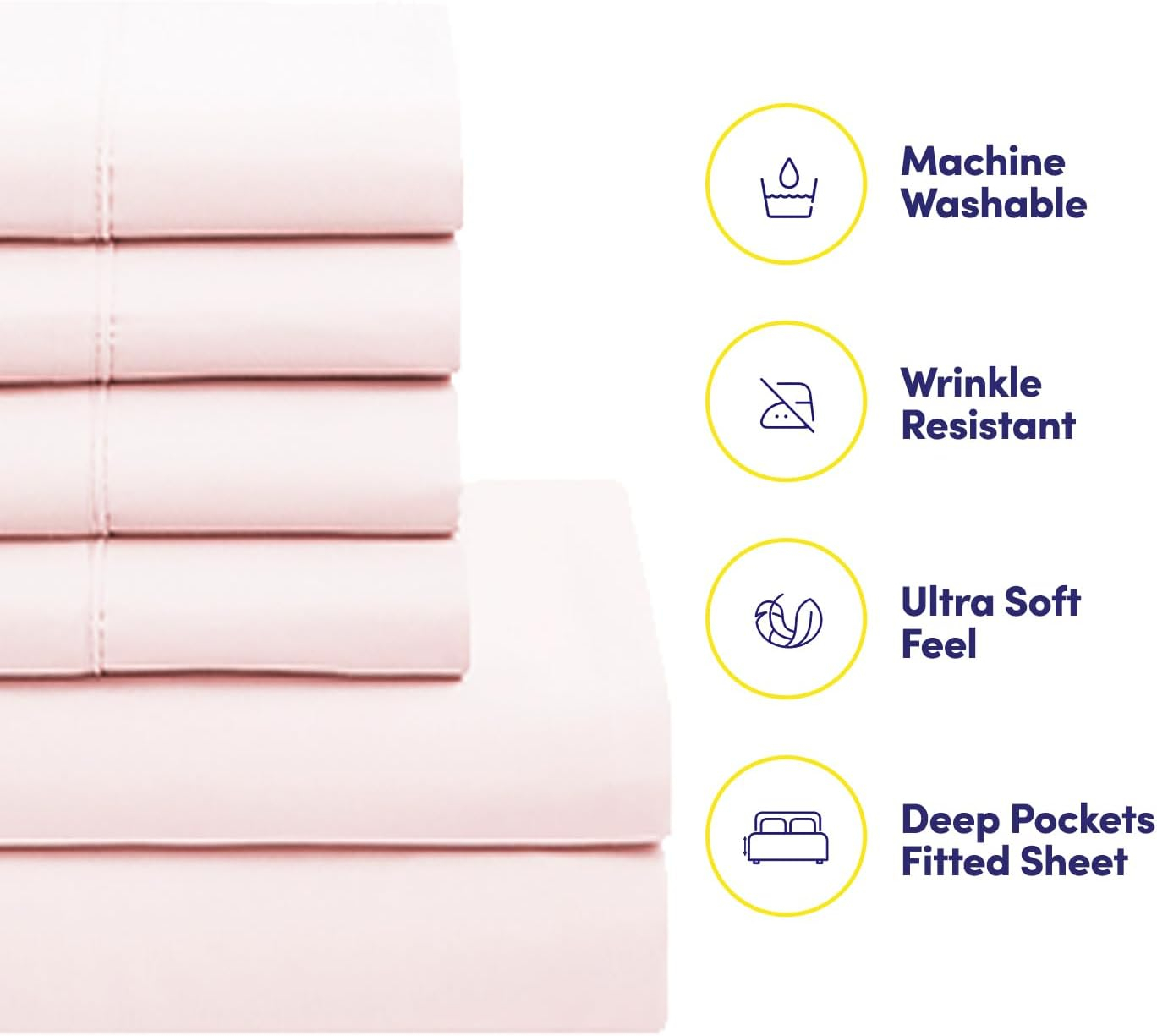 Sweet Home Collection 7 Piece Comforter Set Bag Solid Color All Season Soft Down Alternative Blanket & Luxurious Microfiber Bed Sheets, Pale Pink, Full