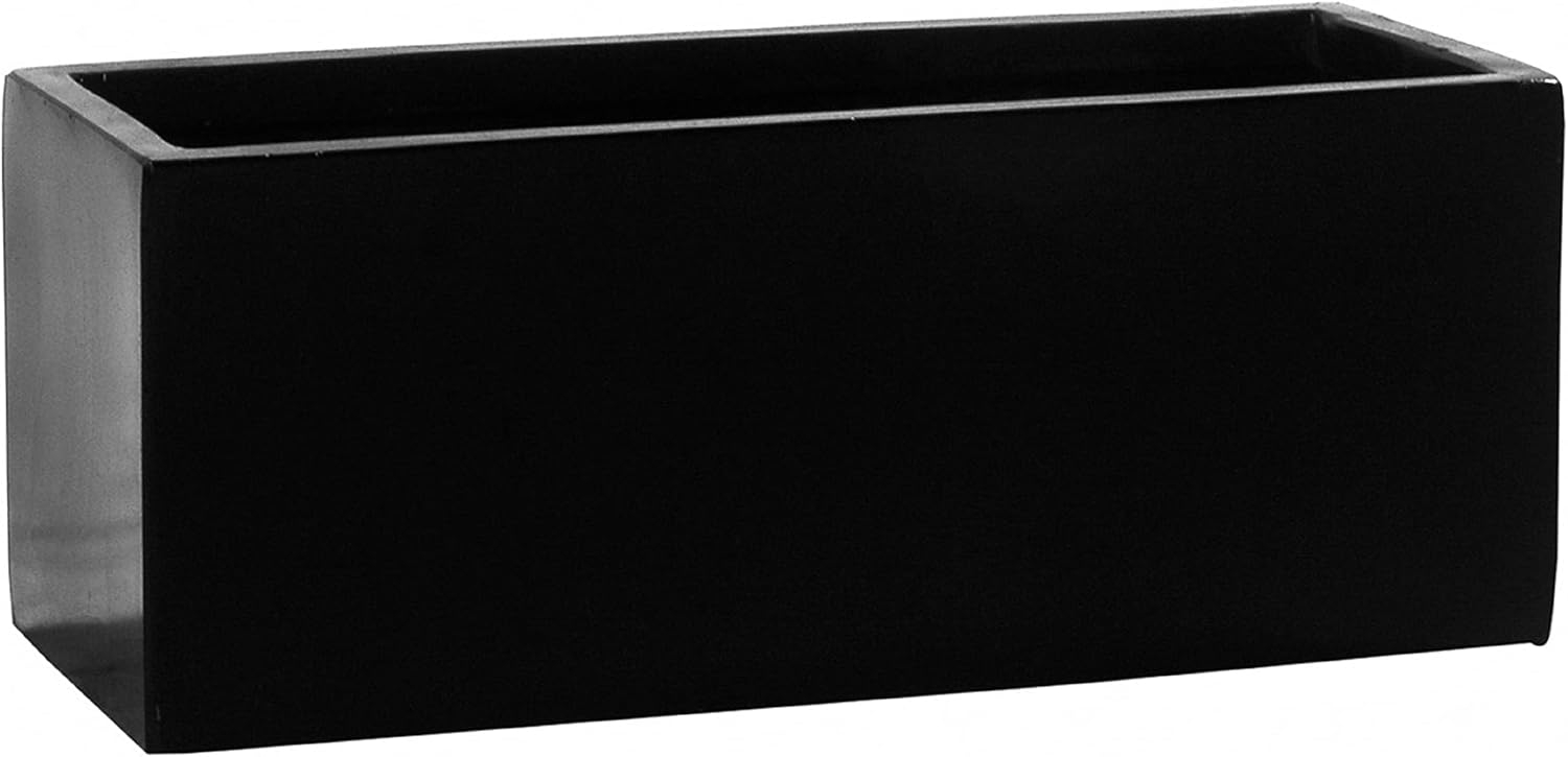 Balcony Small 19.7 in. W Black Fiberstone Indoor Outdoor Modern Rectangle Planter